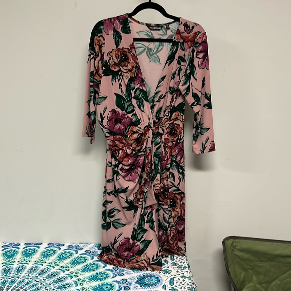 Nina Leonard floral wrap dress, size M